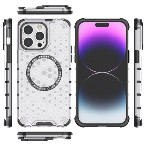 Husa transparenta pentru iPhone 14 Pro - Techsuit HoneyComb Shield MagSafe - White - Img 4