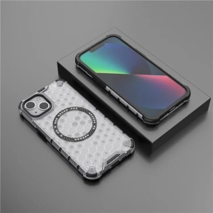 Husa transparenta pentru iPhone 14 - Techsuit HoneyComb Shield MagSafe - White - Img 6