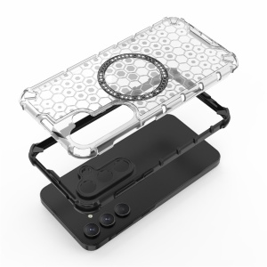 Husa transparenta pentru Samsung Galaxy A56 5G - Techsuit HoneyComb Shield MagSafe - Lime Green - Img 5