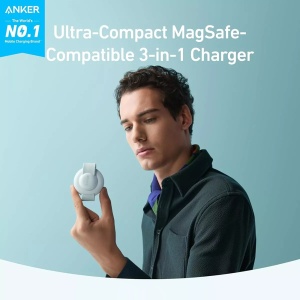 Incarcator Pliabil 3in1 MagSafe pentru Apple Phone/Pods/Watch, 15W - Anker MagGo (B25M8H61) - Green - Img 5