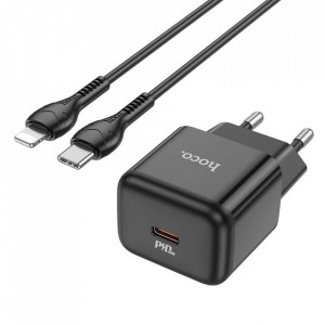 Incarcator Priza Type-C PD30W + cablu Lightning - Hoco Glory (N32) - Black - Img 5