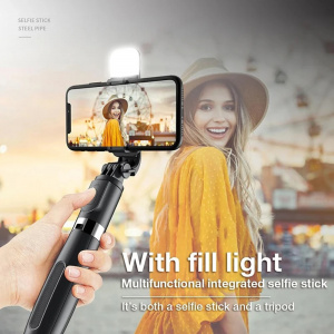 Selfie Stick cu Trepied si Telecomanda, 104cm - Techsuit (L02s) - Black - Img 3