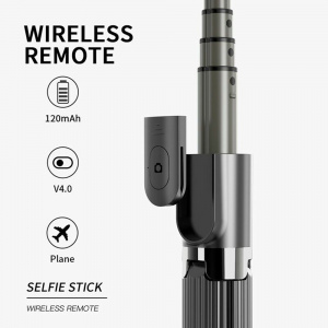 Selfie Stick cu Trepied si Telecomanda, 86cm - Techsuit (L08) - Black - Img 4