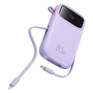 Acumulator extern Baseus Qpow2 Dual-Cablu Digital Display Fast Charge 10000mAh 22.5WViolet + Cablu USB-C 0.3m