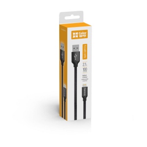 Cablu Date, USB la Lightning, 2.1A, 1m - ColorWay (CW-CBUL004-BK) - Black - Img 2