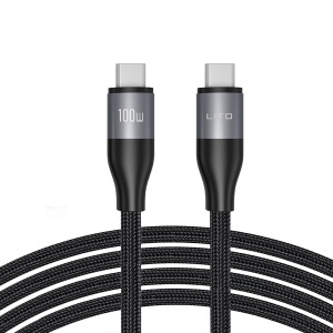 Cablu de Date Type-C la Type-C, Fast Charging, 480Mbps, 100W, 2m - Lito (LD25CC) - Grey