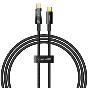 Cablu Type-C, Auto Shutdown, 100W, 1m - Baseus Explorer (P10319703111-00) - Cluster Black