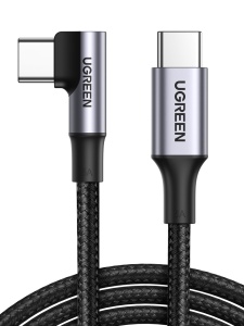 Cablu Ugreen USB-C la USB-C cu unghi drept 1m Negru
