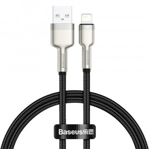 Cablu USB la Lightning, 2.4A, 480Mbps, 25cm - Baseus Cafule Series Metal (CALJK-01) - Black - Img 1