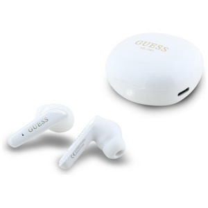 Casti True Wireless Stereo, Bluetooth 5.4 - Guess Flat Classic Logo Electroplated (GUTWST7FCEEH) - White - Img 3