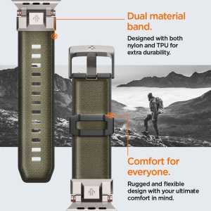 Curea pentru Apple Watch 1/2/3/4/5/6/7/8/9/10/SE/SE 2/Ultra/Ultra 2 (42/44/45/46/49mm) - Spigen DuraPro Armor - Military Green - Img 12