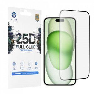 Folie pentru iPhone 15 Plus - Lito 2.5D FullGlue Glass - Black - Img 1