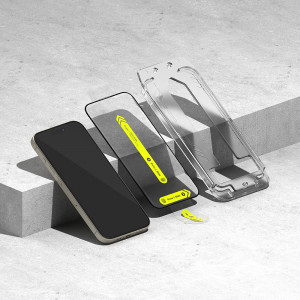 Folie pentru iPhone 15 Pro (set 2) - Ringke Easy Slide Tempered Glass - Clear - Img 4