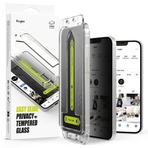 Folie pentru iPhone 16e (set 2) - Ringke Easy Slide Privacy Tempered Glass - Black