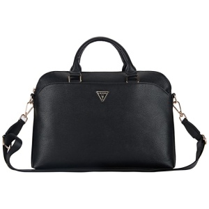 Geanta pentru Laptop 15", cu Fermoar, Ajustabila - Guess PU Grained Triangle Logo (GUCB15PGTSPSK) - Black - Img 6