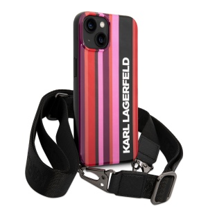 Husa iPhone 14 - Karl Lagerfeld Hardcase with Strap (KLHCP14SSTSTP) - Pink Color Stripes - Img 6