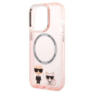 Husa iPhone 14 Pro - Karl Lagerfeld Hardcase MagSafe (KLHMP14LHKCP) - Pink Karl & Choupette Aluminium - Img 6