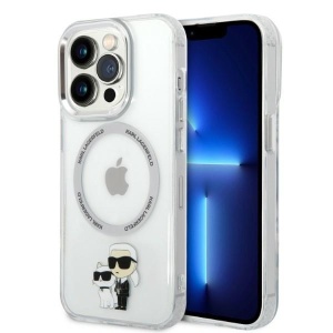 Husa iPhone 14 Pro - Karl Lagerfeld Hardcase MagSafe (KLHMP14LHNKCIT) - Transparent Iconic Karl&Choupette - Img 2