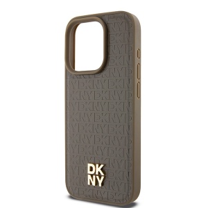 Husa iPhone 15 Pro - DKNY Leather Monogram Pattern Metal Logo MagSafe (DKHMP15LPSHRPSW) - Brown - Img 5