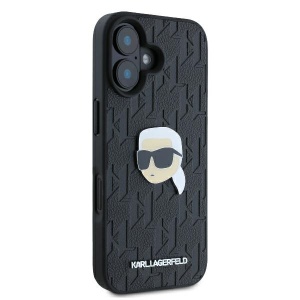 Husa iPhone 16 - Karl Lagerfeld Hardcase Leather Monogram (KLHCP16SPGKLKIPK) - Karl Head Pin - Img 5