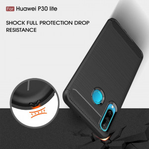 Husa pentru Huawei P30 Lite / P30 lite New Edition - Techsuit Carbon Silicone - Black - Img 5