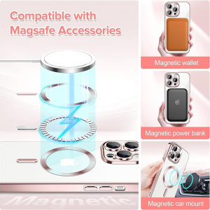 Husa pentru iPhone 12 Pro Max - Techsuit Luxury Crystal MagSafe - Pink - Img 6