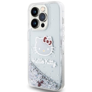 Husa pentru iPhone 13 Pro - Hello Kitty Hardcase Liquid Glitter Charms Kitty Head (HKHCP13LLIKHET) - Silver - Img 3