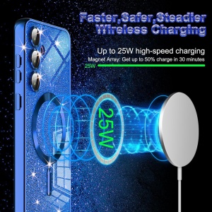 Husa pentru iPhone 13 Pro Max - Techsuit Luxury Glitter MagSafe - Light Blue - Img 3