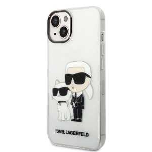 Husa pentru iPhone 14 Plus - Karl Lagerfeld Hardcase Glitter (KLHCP14MHNKCTGT) - Transparent Karl&Choupette - Img 5