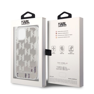 Husa pentru iPhone 14 Plus - Karl Lagerfeld Hardcase Liquid Glitter (KLHCP14MLMNMS) - Silver Monogram - Img 8