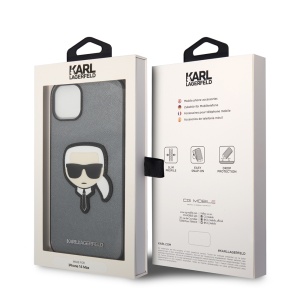 Husa pentru iPhone 14 Plus - Karl Lagerfeld Saffiano (KLHCP14MSAPKHG) - Silver Karl`s Head - Img 8