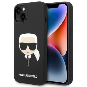 Husa pentru iPhone 14 Plus - Karl Lagerfeld Silicone MagSafe (KLHMP14MSLKHBK) - Karl`s Head