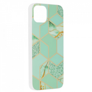 Husa pentru iPhone 14 Plus - Techsuit Marble Series - Green Hex - Img 2