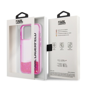 Husa pentru iPhone 14 Pro - Karl Lagerfeld Hardcase Liquid Glitter (KLHCP14LLCKVF) - Pink Elong - Img 8