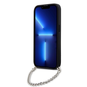 Husa pentru iPhone 14 Pro - Karl Lagerfeld Saffiano Monogram Chain (KLHCP14LSACKLHPK) - Black - Img 6