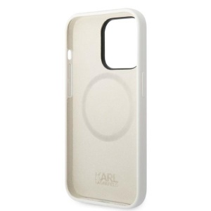 Husa pentru iPhone 14 Pro - Karl Lagerfeld Silicone MagSafe (KLHMP14LSNCHBCH) - White Choupette - Img 2