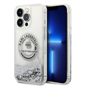 Husa pentru iPhone 14 Pro Max - Karl Lagerfeld Hardcase Liquid Glitter (KLHCP14XLCRSGRS) - Silver RSG - Img 1