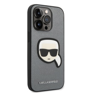 Husa pentru iPhone 14 Pro Max - Karl Lagerfeld Saffiano (KLHCP14XSAPKHG) - Silver Karl`s Head - Img 7