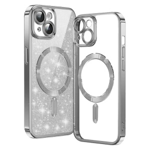 Husa pentru iPhone 14 - Techsuit Luxury Glitter MagSafe - Silver - Img 1