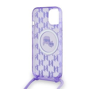 Husa pentru iPhone 15 - Karl Lagerfeld IML Crossbody MagSafe (KLHMP15SHCKCKLCU) - Purple Mono Karl&Choupette - Img 3