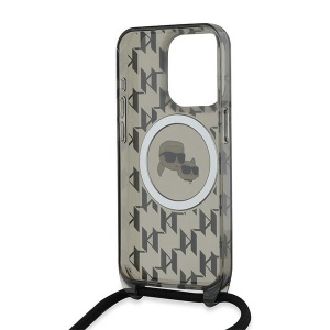 Husa pentru iPhone 15 Pro - Karl Lagerfeld IML Crossbody MagSafe (KLHMP15LHCKCKLCK) - Monogram Karl&Choupette Head - Img 5