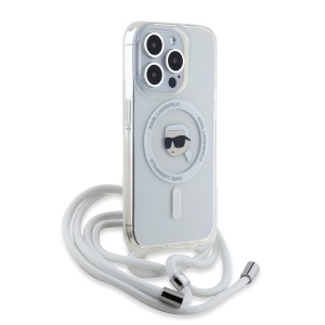 Husa pentru iPhone 15 Pro - Karl Lagerfeld IML Crossbody MagSafe (KLHMP15LHCKHNT) - Transparent Karl Head - Img 2