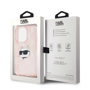 Husa pentru iPhone 15 Pro - Karl Lagerfeld IML Luxury (KLHCP15LHKLPCHP) - Pink Choupette Head&Monogram - Img 8