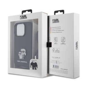 Husa pentru iPhone 15 Pro - Karl Lagerfeld Saffiano Crossbody (KLHCP15LSAKCPSK) - Metal Pin Karl&Choupette - Img 7