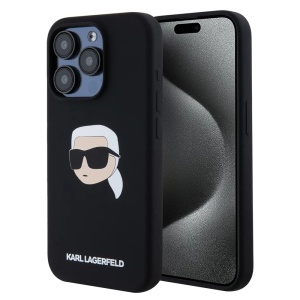 Husa pentru iPhone 15 Pro - Karl Lagerfeld Silicone MagSafe (KLHMP15LSKHPPLK) - Karl`s Head