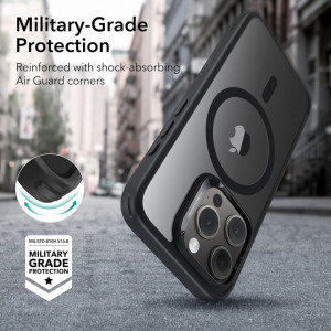 Husa pentru iPhone 15 Pro Max - ESR Classic Hybrid HaloLock - Clear Black - Img 2