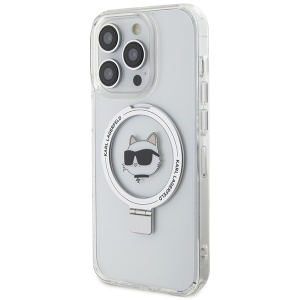 Husa pentru iPhone 15 Pro Max - Karl Lagerfeld Hardcase Ring Stand MagSafe (KLHMP15XHMRSCHH) - White Choupette Head - Img 6