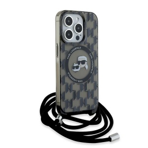 Husa pentru iPhone 15 Pro Max - Karl Lagerfeld IML Crossbody MagSafe (KLHMP15XHCKCKLCK) - Monogram Karl&Choupette Head - Img 4