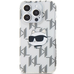 Husa pentru iPhone 15 Pro Max - Karl Lagerfeld IML Luxury (KLHCP15XHKLPCHT) - Transparent Choupette Head&Monogram - Img 3