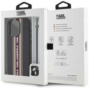 Husa pentru iPhone 15 Pro Max - Karl Lagerfeld Saffiano Athleisure Stripes Cord (KLHCP15XPAMSCNSR) - Red - Img 10